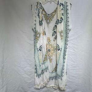 Lana Roux Bohemian Paisley Floral Tassel Kimono Cover Up One Size